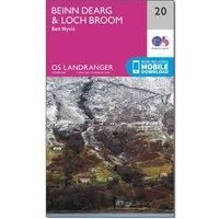 Ordnance Survey Landranger 20 Beinn Dearg & Loch Broom, Ben Wyvis Map With Digital Version, Pink/Pink