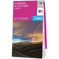 Ordnance Survey Landranger 26 Inverness & Loch Ness, Strathglass Map With Digital Version, Pink