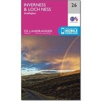 Ordnance Survey Landranger 26 Inverness & Loch Ness, Strathglass Map With Digital Version, Pink