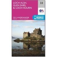 Ordnance Survey Landranger 33 Loch Alsh, Glen Shiel & Loch Hourn Map With Digital Version, Pink