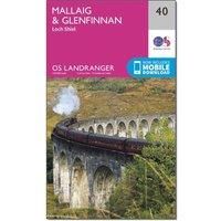 Ordnance Survey Landranger 40 Mallaig & Glenfinnan, Loch Shiel Map With Digital Version, Pink