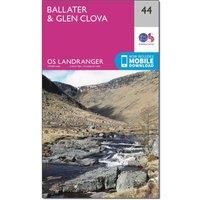 Ordnance Survey Landranger 44 Ballater, Glen Clova Map With Digital Version, Pink