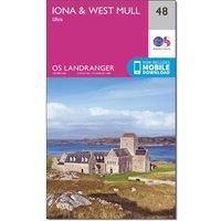 Ordnance Survey Landranger 48 Iona & West Mull, Ulva Map With Digital Version, Pink