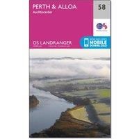 Ordnance Survey Landranger 58 Perth & Alloa, Auchterarder Map With Digital Version, Pink