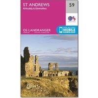 Ordnance Survey Landranger 59 St Andrews, Kirkcaldy & Glenrothes Map With Digital Version, Pink