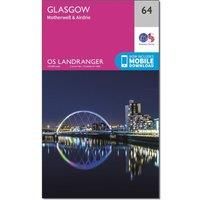 Ordnance Survey Landranger 64 Glasgow, Motherwell & Airdrie Map With Digital Version, Pink