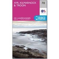 Ordnance Survey Landranger 70 Ayr, Kilmarnock & Troon Map With Digital Version, Pink/D