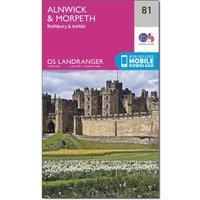 Landranger 81 Alnwick & Morpeth, Rothbury & Amble Map With Digital Version, Pink