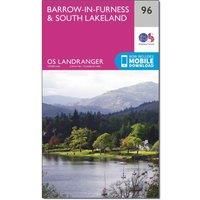 Ordnance Survey Landranger 96 Barrow-in-Furness & South Lakeland Map With Digital Version, Pink