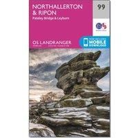 Ordnance Survey Landranger 99 Northallerton & Ripon, Pateley Bridge & Leyburn Map With Digital Version, Pink