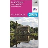 Ordnance Survey Landranger 103 Blackburn & Burnley, Clitheroe & Skipton Map With Digital Version, Pink