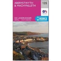 Ordnance Survey Landranger 135 Aberystwyth & Machynlleth Map With Digital Version, Pink