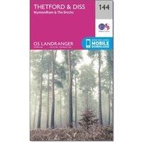 Ordnance Survey Landranger 144 Thetford & Diss, Breckland & Wymondham Map With Digital Version, Pink
