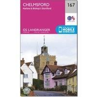 Ordnance Survey Landranger 167 Chelmsford, Harlow & Bishop's Stortford Map With Digital Version, Pink/D