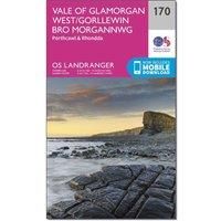 Ordnance Survey Landranger 170 Vale of Glamorgan, Rhondda & Porthcawl Map With Digital Version, Pink/D