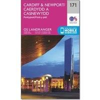 Ordnance Survey Landranger 171 Cardiff & Newport, Pontypool Map With Digital Version, Pink