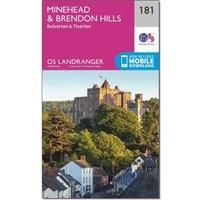Ordnance Survey Landranger 181 Minehead & Brendon Hills, Dulverton & Tiverton Map With Digital Version, Pink