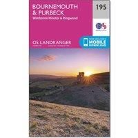 Ordnance Survey Landranger 195 Bournemouth & Purbeck, Wimborne Minster & Ringwood Map With Digital Version, Pink/D