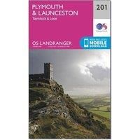 Ordnance Survey Landranger 201 Plymouth & Launceston, Tavistock & Looe Map With Digital Version, Pink/Pink