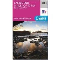 Ordnance Survey Landranger 203 Land's End & Isles of Scilly, St Ives & Lizard Point Map With Digital Version, white/D