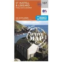 Ordnance Survey Explorer Active 107 St Austell & Liskeard Map With Digital Version, Orange