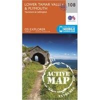 OS Explorer Map Active (108) Lower Tamar Valley and Plymouth by Ordnance Survey