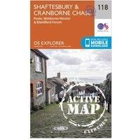 Ordnance Survey Explorer Active 118 Shaftesbury & Cranborne Chase Map With Digital Version, Orange