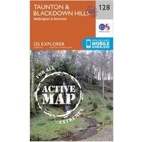 Ordnance Survey Explorer Active 128 Taunton & Blackdown Hills Map With Digital Version, Orange