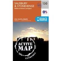 Ordnance Survey Explorer Active 130 Salisbury & Stonehenge Map With Digital Version, Orange