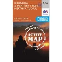Ordnance Survey Explorer Active 166 Rhondda & Merthyr Tydfil Map with Digital Version, Orange