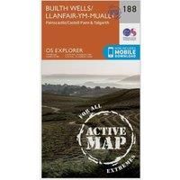 Ordnance Survey Explorer Active 188 Builth Wells, Painscastle & Talgarth Map With Digital Version, Orange