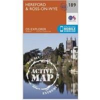Ordnance Survey Explorer Active 189 Hereford & Ross-on-Wye Map With Digital Version, Orange