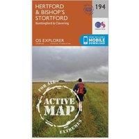 Ordnance Survey Explorer Active 194 Hertford & Bishop's Stortford Map With Digital Version, Orange