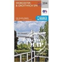 Worcester & Droitwich Spa Map | Weatherproof | Severn Way | Ordnance Survey | OS Explorer Active Map 204 | England | Walks | Hiking | Maps | Adventure