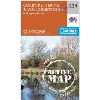Ordnance Survey Explorer Active 224 Corby, Kettering & Wellingborough Map With Digital Version, White