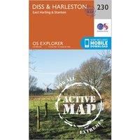 Ordnance Survey Explorer Active 230 Diss & Harleston Map With Digital Version, Orange