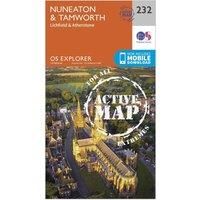 Ordnance Survey Explorer Active 232 Nuneaton & Tamworth Map With Digital Version, Orange