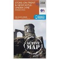 Ordnance Survey Explorer Active 258 Stoke-on-Trent & Newcastle-under-Lyme Map With Digital Version, Orange