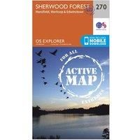 Ordnance Survey Explorer Active 270 Sherwood Forest Map With Digital Version, Orange