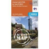 Ordnance Survey Explorer Active 277 Manchester & Salford Map With Digital Version, Orange