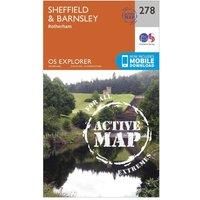 Ordnance Survey Explorer Active 278 Sheffield & Barnsley Map With Digital Version, Orange