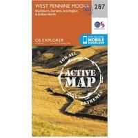 Ordnance Survey Explorer Active 287 West Pennine Moors, Blackburn, Darwen & Accrington Map With Digital Version, Orange