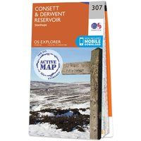 Ordnance Survey Explorer Active 307 Consett & Derwent Reservoir Map With Digital Version, Orange