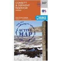 Ordnance Survey Explorer Active 307 Consett & Derwent Reservoir Map With Digital Version, Orange