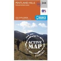 Ordnance Survey Explorer Active 344 Pentland Hills Map With Digital Version, Orange