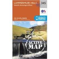 Ordnance Survey Explorer Active 345 Lammermuir Hills Map With Digital Version, Orange