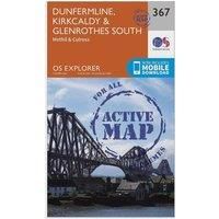 Ordnance Survey Explorer Active 367 Dunfermline, Kirkcaldy & Glenrothes South Map With Digital Version, Orange