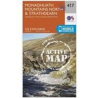 Ordnance Survey Explorer Active 417 Monadhliath Mountains North & Strathdearn Map With Digital Version, Orange