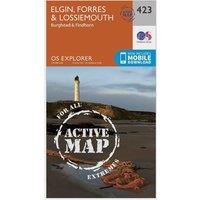 Ordnance Survey Explorer Active 423 Elgin, Forres & Lossiemouth Map With Digital Version, Orange