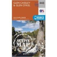 Ordnance Survey Explorer Active 440 Glen Cassley & Glen Oykel Map With Digital Version, Orange